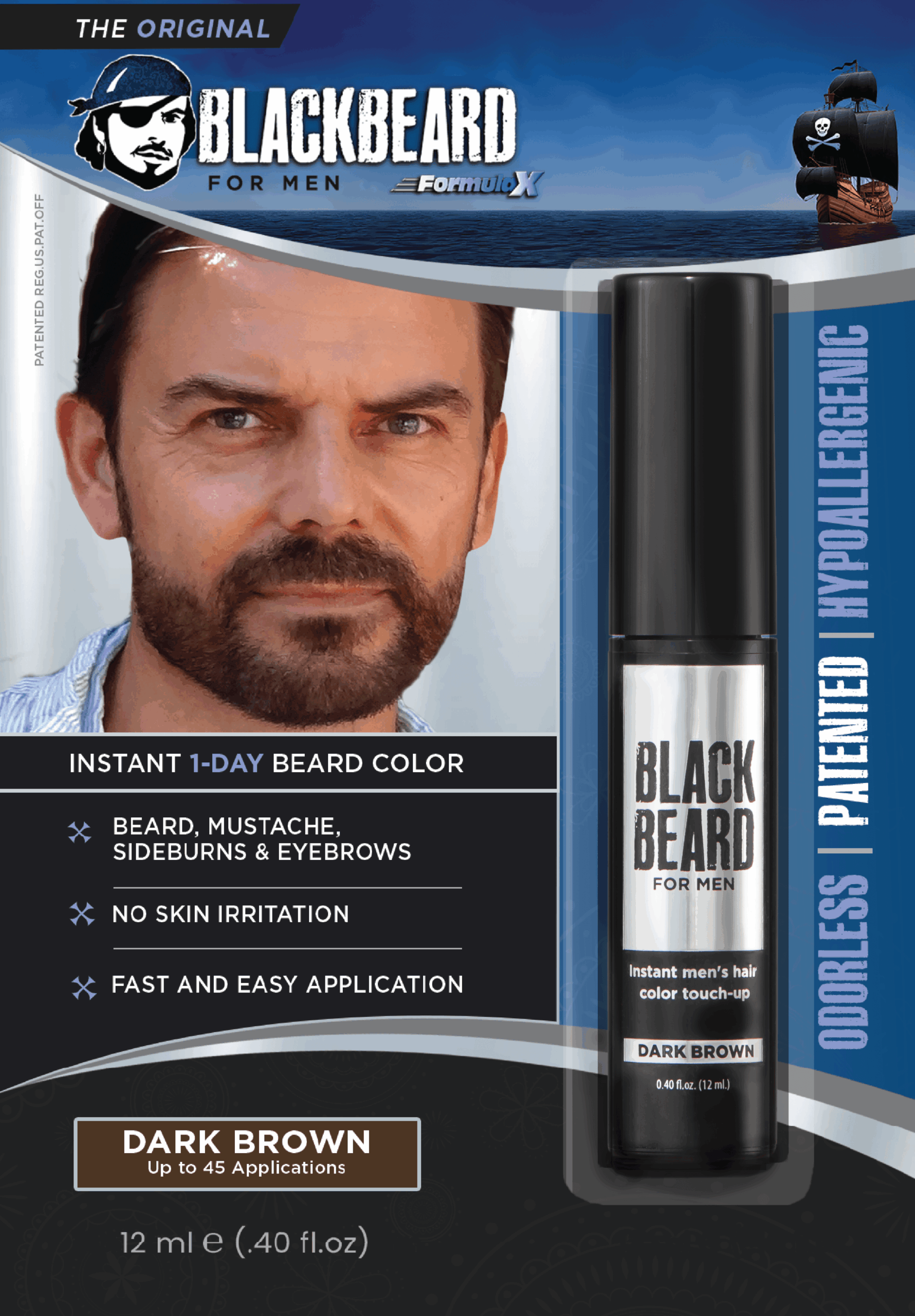 Dark Brown brush-on beard color